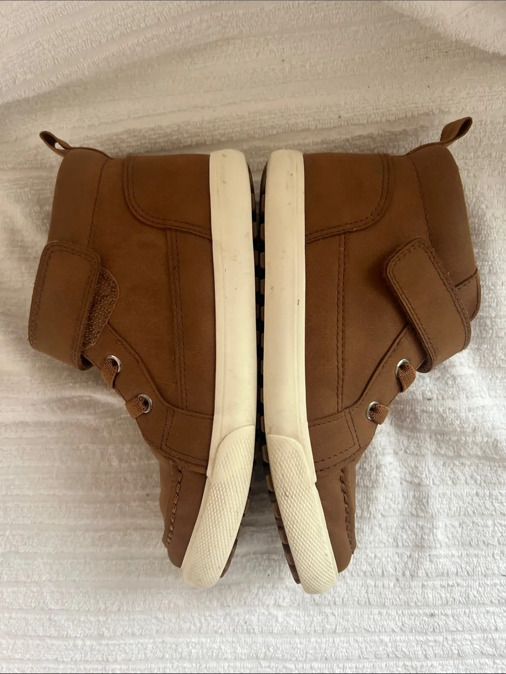 wonder nation Brown High-Top Kids Boots with Hook-and-Loop Strap